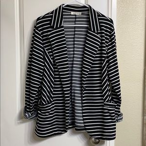 Black and white striped blazer